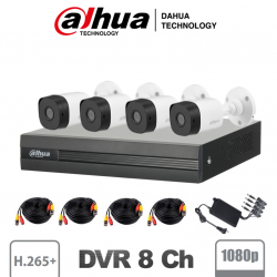 DAHUA COOPER - Kit 8 FullHD, 4 Camaras, DVR 8 CH, H.265+, 2 CH IP, IR 20, IP67